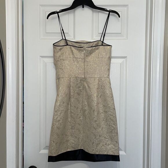 BCBG Paris Gold with black trim cocktail mini dress - Picture 5 of 10